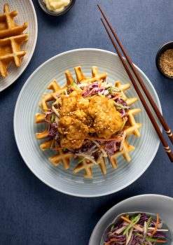 High protein Japanese style chicken and waffles