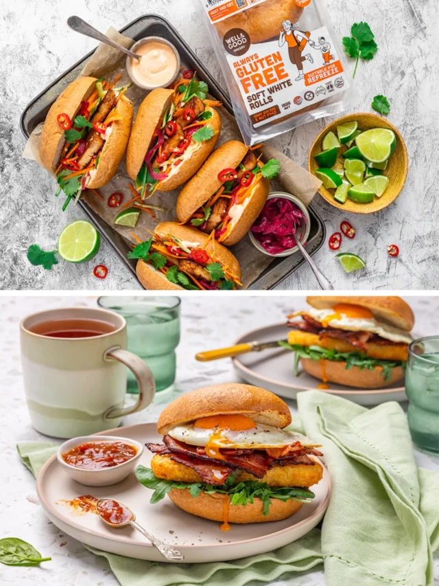 One bun, two meals. Banh mi with crispy tofu, or a bacon and egg breakfast burger, which one do you prefer?
.
Shot for @wellandgoodfoods with their gluten free soft white rolls.
.
#breakfastburger #banhmi #melbournefoodphotography #freelancephotographermelbourne #foodstyling
